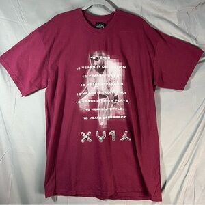 Vintage Jordan 16 Men’s Burgundy Graphic T‑Shirt - 16 Years Anniversary